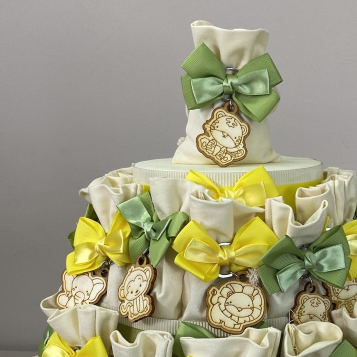 Torta Sacchetti Animali della Savana portachiavi wood
