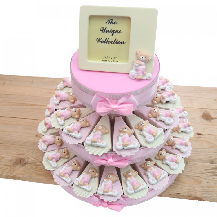 Bimba Orsetto in bici calamita su Torta Bomboniere Nascita