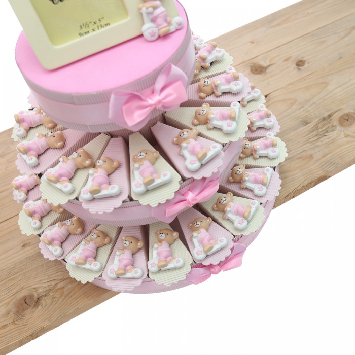 Bimba Orsetto in bici calamita su Torta Bomboniere Nascita