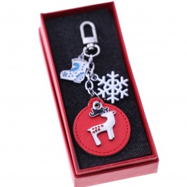 Portachiavi Cervo con ciondolo fiocco di neve Idea Regalo LUX