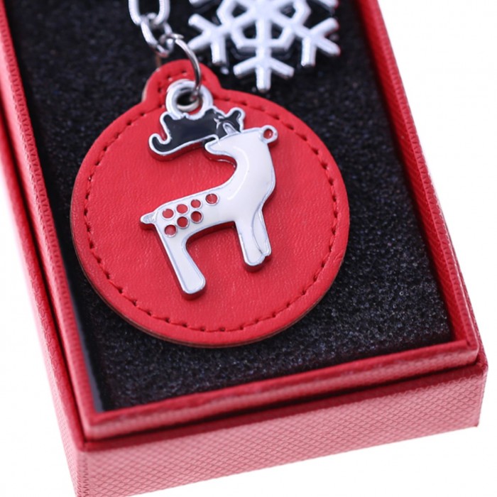 Portachiavi Cervo con ciondolo fiocco di neve Idea Regalo LUX