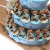 Dolce Orsetto con Cuore Azzurro Statuina Su Torta Bomboniera