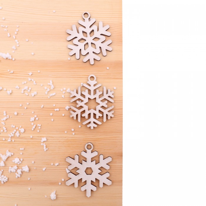 20 Ritagli Di Fiocchi Di Neve In Legno Per Decorazioni Natalizie, Biglietti Regalo, Fiocchi Di Neve In Legno, Forma Di Fiocco Di Neve Tagliata Al Laser - Italia - 2