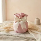 Sacchettone Maxi in raso rosa con confetti e bigliettini