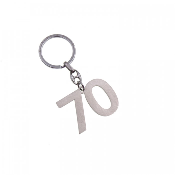 Portachiave Silver con numero 70 per Compleanno