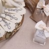 Comunione Bomboniera Portachiave Croce a Fiore Silver Confezionato su sacchetto