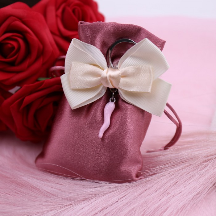 Sacchetto con Portachiavi Corno Portafortuna Rosa