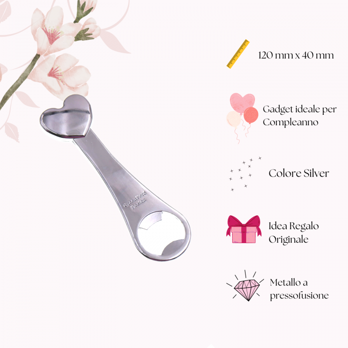 Apribottiglia Silver con Cuore in Scatola Da Cerimonia