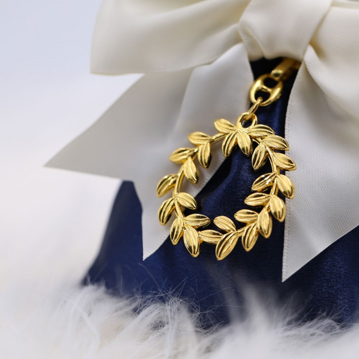 Portachiavi su Sacchetto Corona D'Alloro Dorata Bomboniera Per Laurea