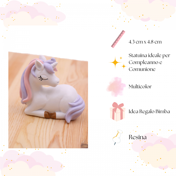Comunione Bomboniera Lady Unicorno Statuina Su Torta brand Viale Magico