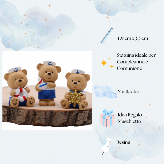 Tema Mare Statuine Orsetto Marinaio per Pensierini Compleanno