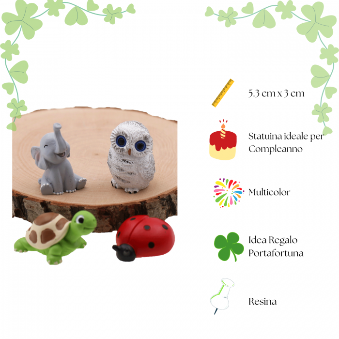 Quartetto Animaletti Fortunati Statuine Su Torta Bomboniere