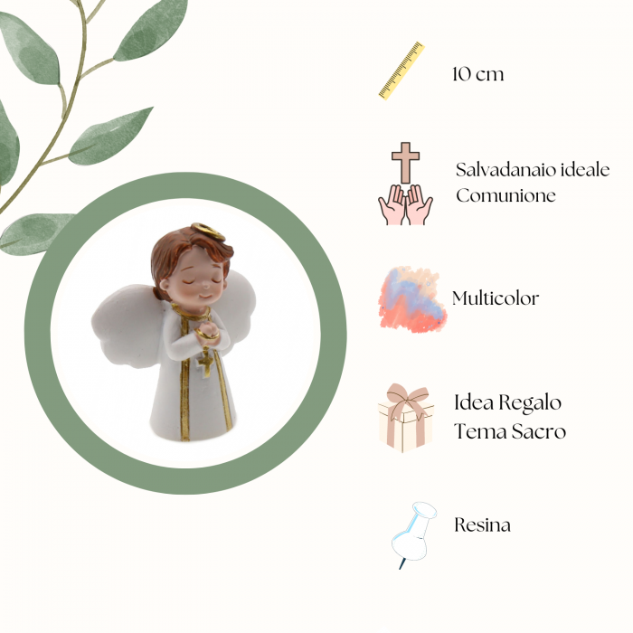 Bomboniera Comunione Angelo con Rosario Statuina Maxi Bimbo