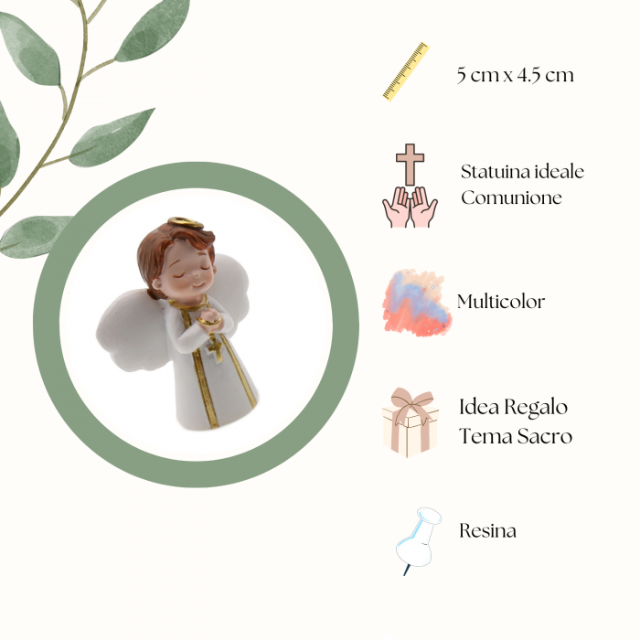 Angelo con Rosario Bimbo su legno statuina su Torta Bomboniere Comunione Maxi