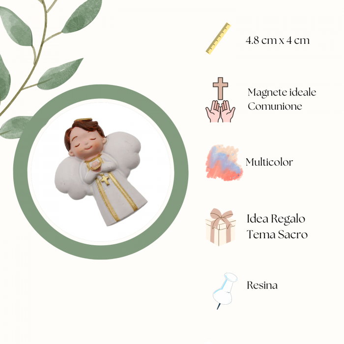 Comunione Magnete Angelo con rosario Bimbo Sacchetto Bomboniere Confezionate
