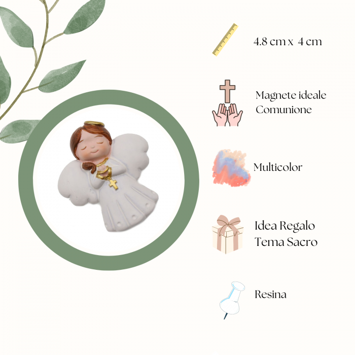 Magnete Angelo con Rosario Bomboniere Comunione Confezionate Bimba