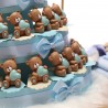 Dolce Orsetto con Cuore Azzurro Statuina Su Torta Bomboniera