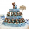 Dolce Orsetto con Cuore Azzurro Statuina Su Torta Bomboniera