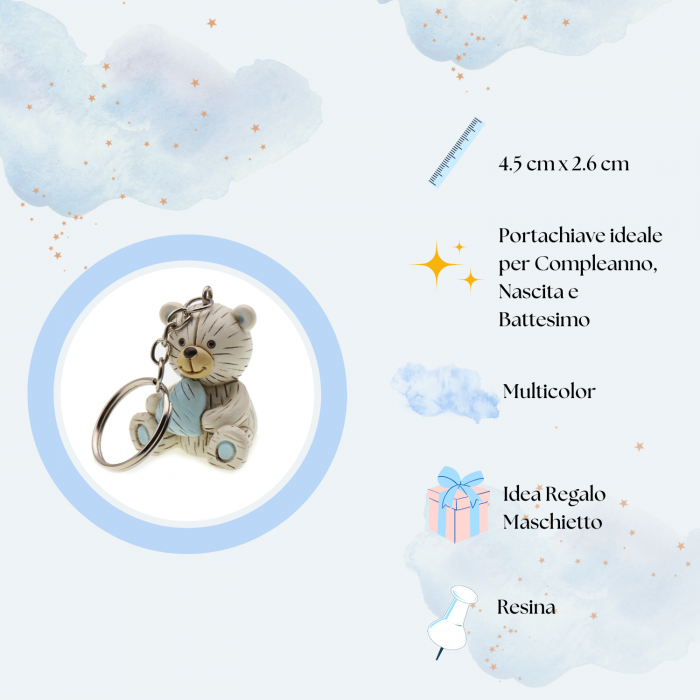 Bomboniera Portachiave Fai da te Nascita Orsetto con Cuore Bimbo