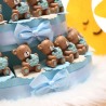 Bomboniera Nascita Orsetto con Passeggino Azzurro Dolce Statuina Su Torta