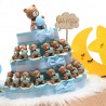 Orsetto con Passeggino Azzurro Dolce Statuina Su Torta Bomboniera