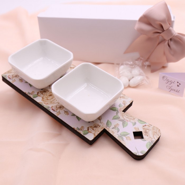 Bomboniere Matrimonio Utili Doppia Antipastiera Linea Bouquet In Scatola Da Cerimonia