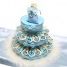 Piedini a Cuore Azzurri Portachiave su Torta Bomboniera