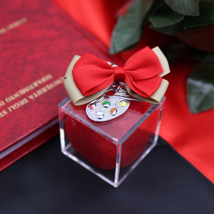 Plexiglass con Bomboniera Portachiavi Tavolozza Color