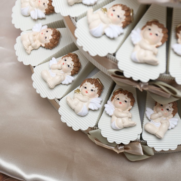 Dolci Angeli Con Aureola Torta Magnete Statuine Mix Bimbo e Bimba