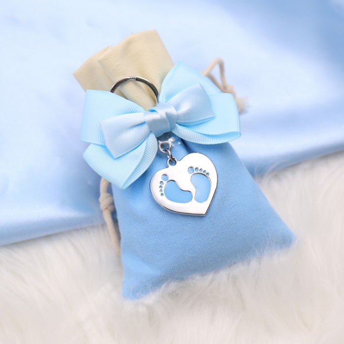 Sacchetto Portachiave Piedini Bimbo con Confetti