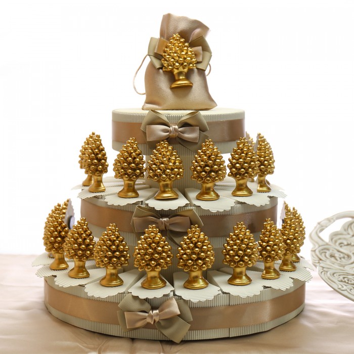 Torta Bomboniera Pigne Siciliane Magnete in versione Oro