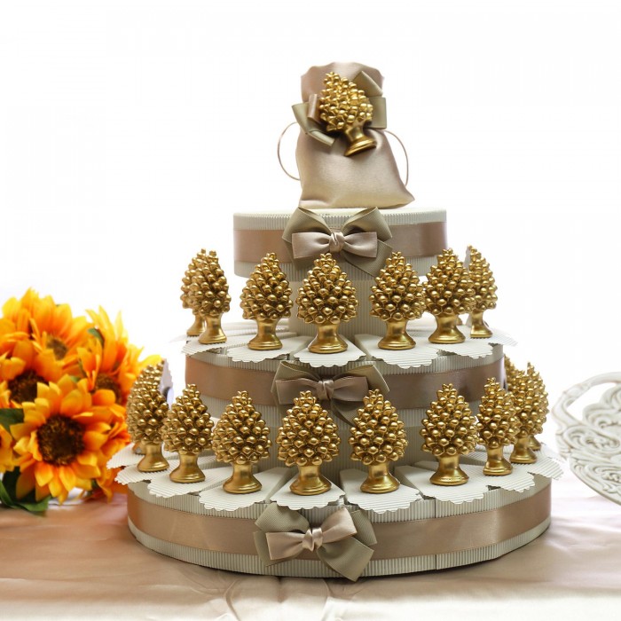 Torta Bomboniera Pigne Siciliane Magnete in versione Oro