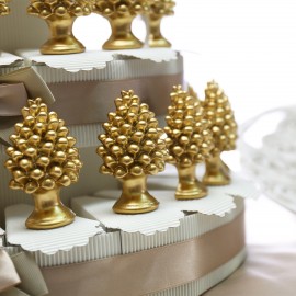 Torta Bomboniera Pigne Siciliane Magnete in versione Oro
