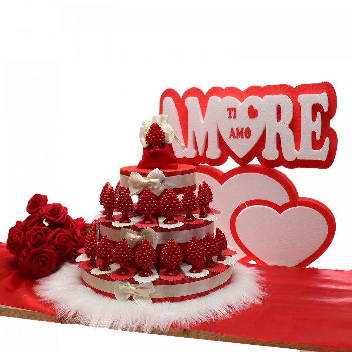 Pigna Siciliana Rossa su Torta Bomboniera ideale Matrimonio, Promessa, Compleanno