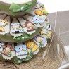 Torta Bomboniera Animaletti Safari con Papillon Oro Magnete