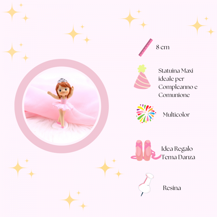 Principessa Ballerina Con Tutù Rosa Statuina Maxi