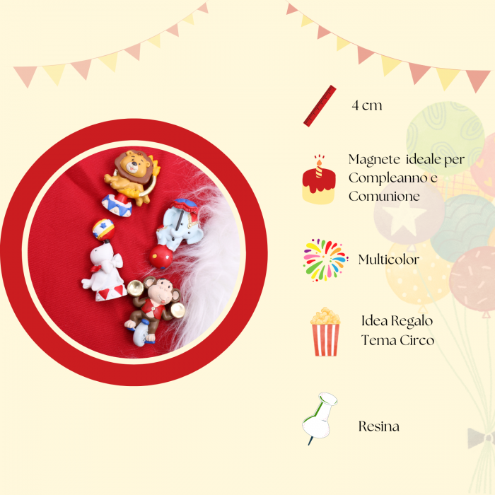 Bomboniere Confezionate Mix Magneti Baby Animaletti del Circo