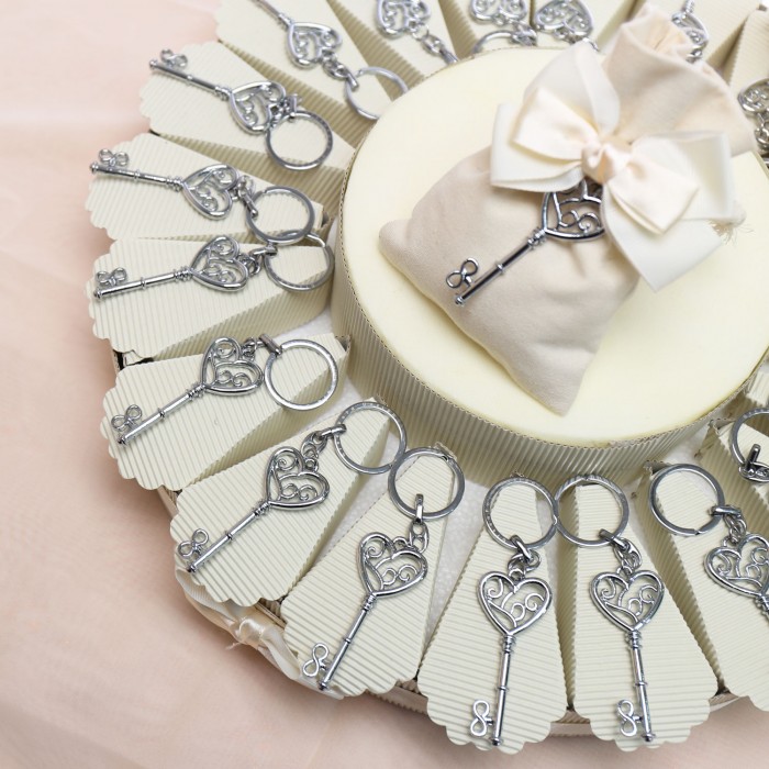 Chiave a Cuore versione Silver Su Torta Bomboniera