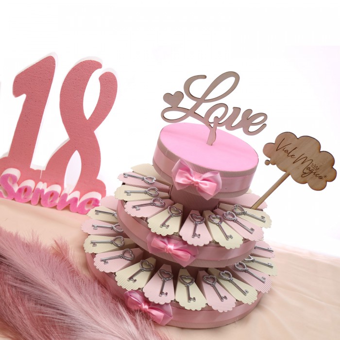 Torta Bomboniere Ciondolo Chiave Cuore Elegante