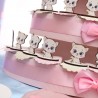 Baby Gattina con Papillon Rosa  Su Torta Bomboniera