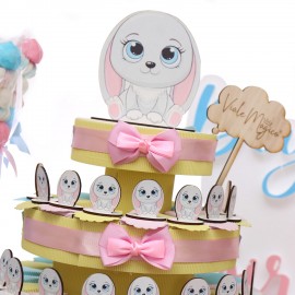 Baby Coniglietto Occhioni Blu Su Torta Bomboniera
