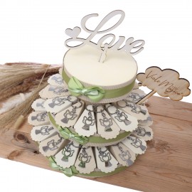 Torta Bomboniera Sacro Angelo Con Ali e Cuore Traforato