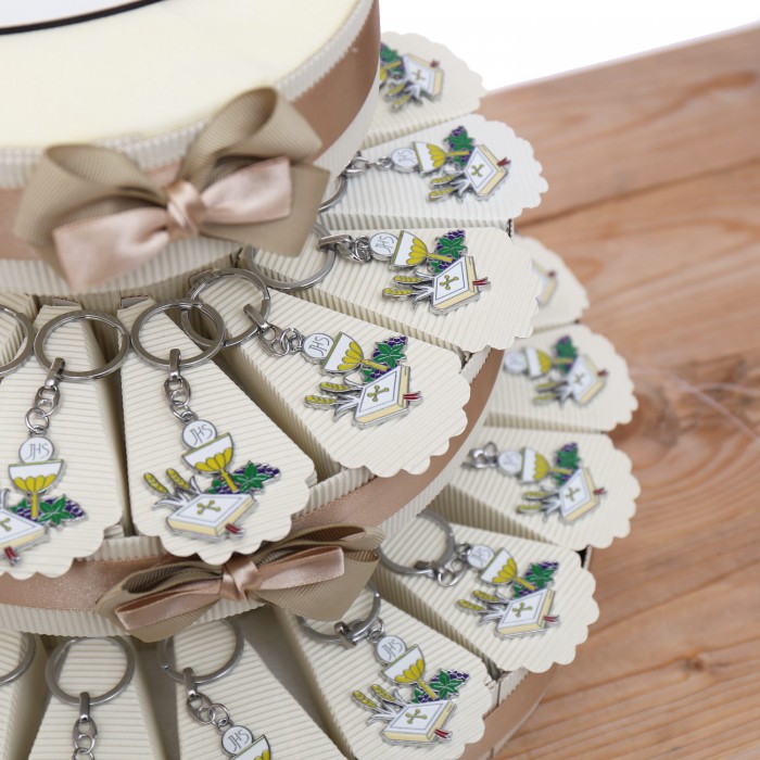 Bomboniera Torta Calice Comunione Con Portachiavi