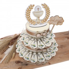 Bomboniera Torta Calice Comunione Con Portachiavi