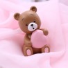 Dolce Orsetta con Cuore Rosa Statuina in Scatola Da Cerimonia