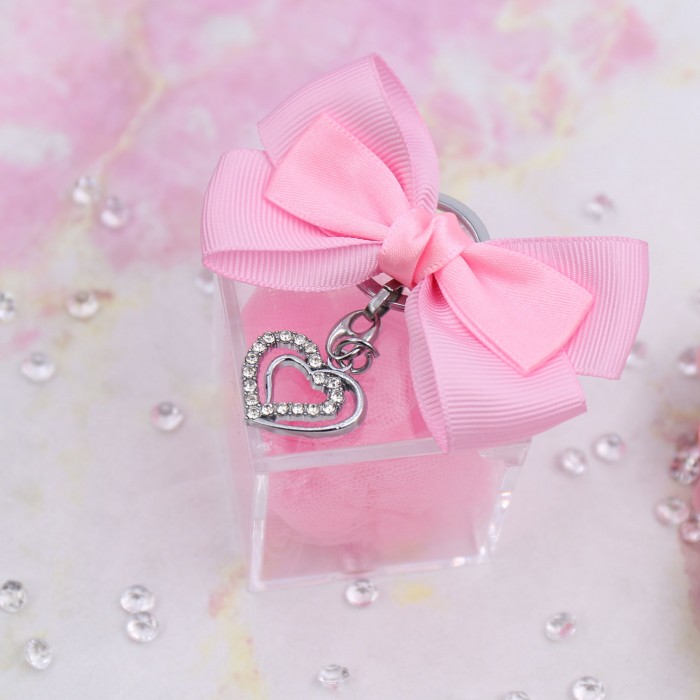 Plexiglass con Ciondolo Cuore Strass Bomboniere