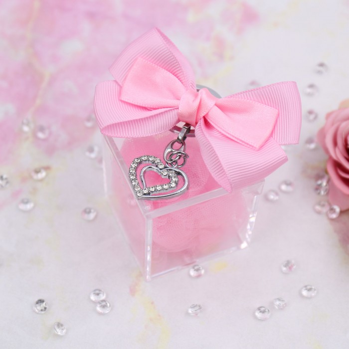 Plexiglass con Ciondolo Cuore Strass Bomboniere