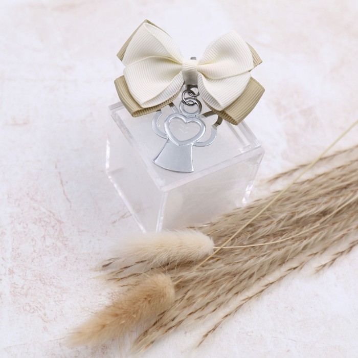 Sacro Angelo con Cuore e Ali Portachiave su Scatoline Plexiglass