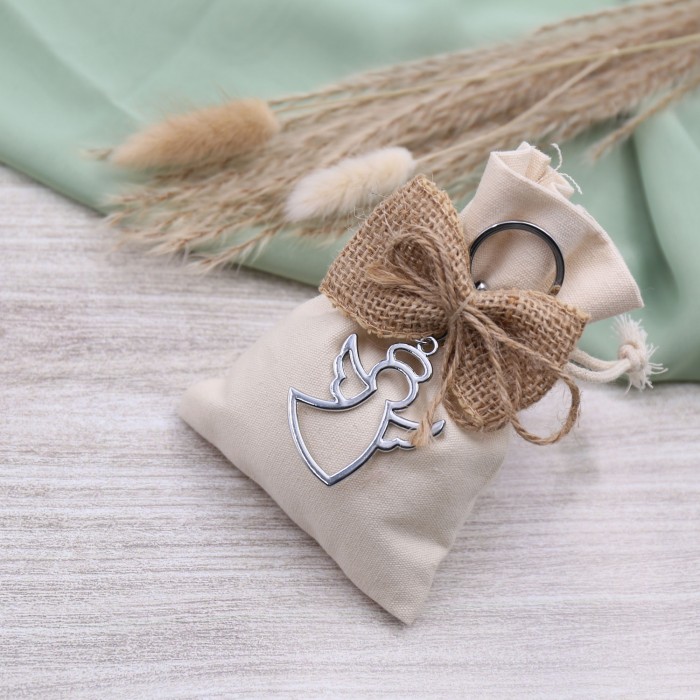 Angelo Stilizzato Bomboniere Portachiavi Sacchetti in Stoffa