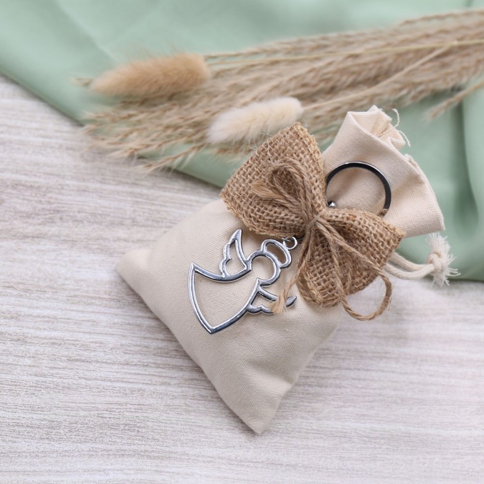 Angelo Stilizzato Bomboniere Portachiavi Sacchetti in Stoffa